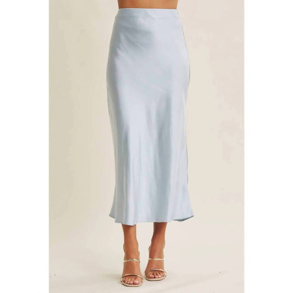 NEW IN FEBRUARY paris satin skirt in powder blue